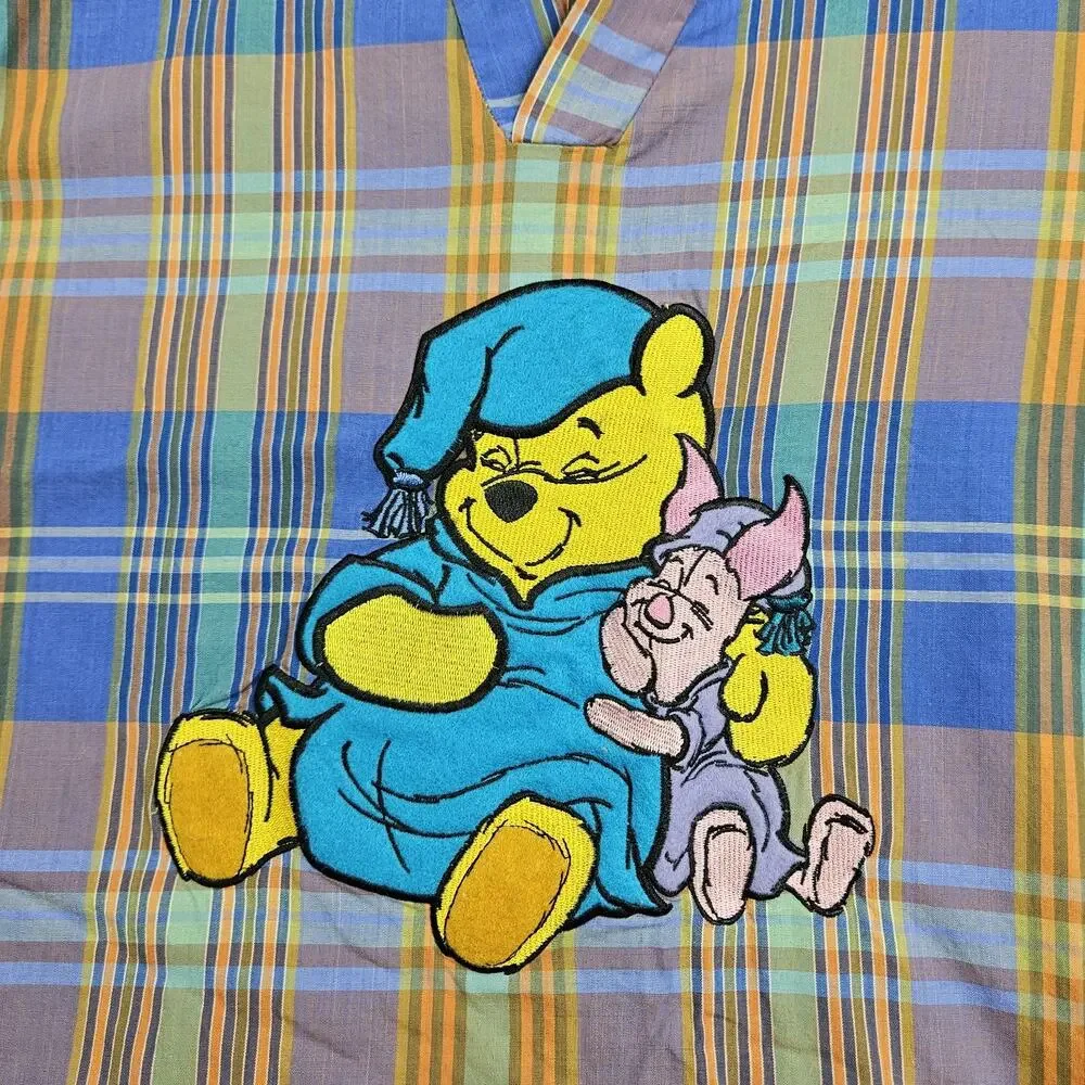 Disney Store Nightgown Winnie The Pooh Piglet Plaid Sleep Shirt OSFM Cottage - Picture 2 of 14